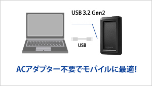 ACアダプター不要でモバイルに最適！