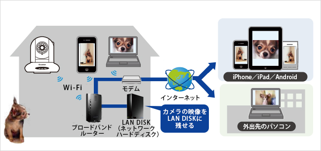 映像をLAN接続ハードディスクに保存可能！