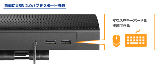 USB 2.0ハブ 2ポート搭載