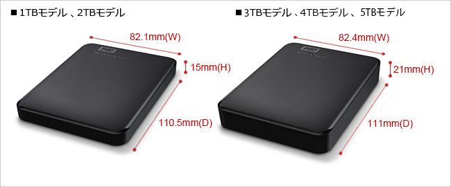 WD Elements Portable（2017年発売モデル） 仕様 | ポータブルHDD