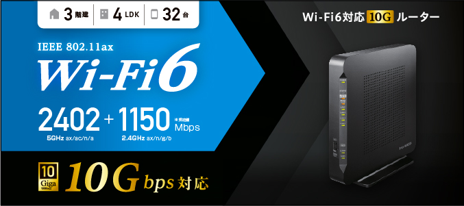 アイ・オー・データ WiFi 無線LAN ルーター 有線LAN10Gbps 11ax 最新規格 Wi-Fi6 AX3600 2402+115 