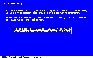 (for Windows 2000 Setup)を選択して、リターンキーを押します。