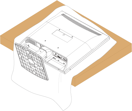 机などの平らなところに柔らかい布などを敷き、パネル面を下にして本製品を置く