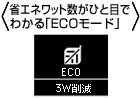 省エネワット数がわかる「ECOモード」