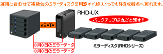 運用に合わせて複数台のミラーディスクを用意すれば、いつでも好きな時点へ戻れます。