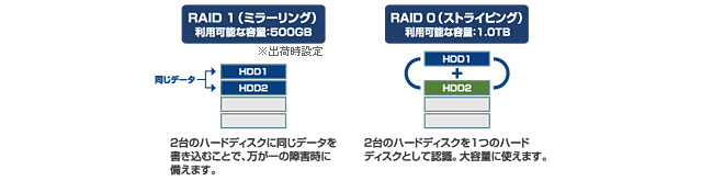 2つのRAID方式に対応