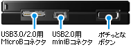 USB 3.0でもUSB 2.0でも選べる2つのUSBポート