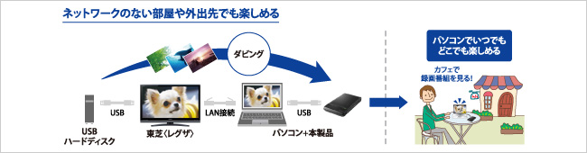 ネットワークのない部屋や外出先でも楽しめる