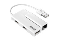 LANアダプター搭載USB 2.0ハブ「US2-HB4ETX」