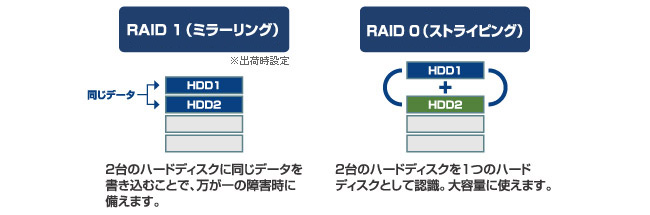 2つのRAID方式に対応