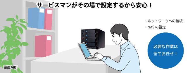 サービスマンがその場で設定するから安心！