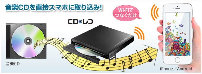 音楽CDを直接スマホに取り込み！