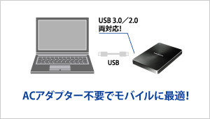 ACアダプター不要でモバイルに最適！