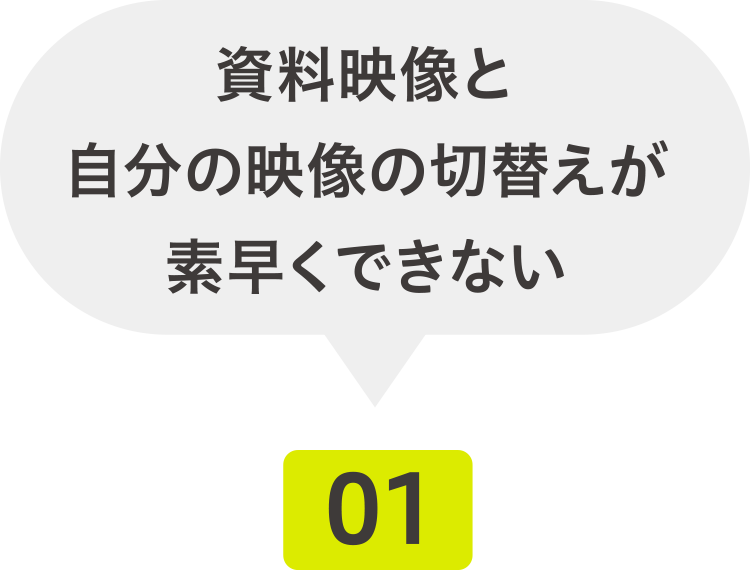 資料映像と自分の映像の切替えが素早くできない