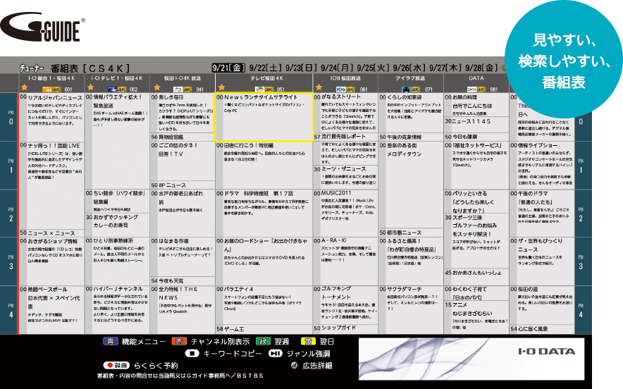 見やすい、検索しやすい、番組表