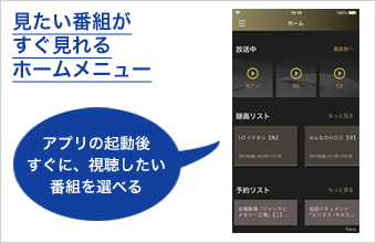 シンプルな「テレリモ」ホームメニュー