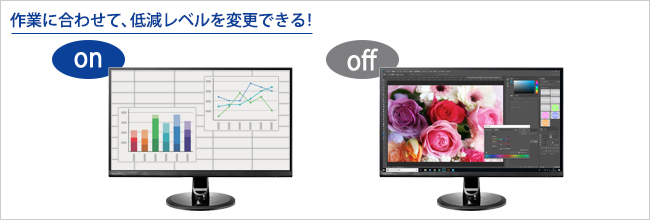 作業の内容でブルーライトカットを調節