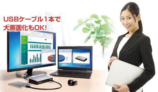 USBケーブル1本で大画面化もOK！