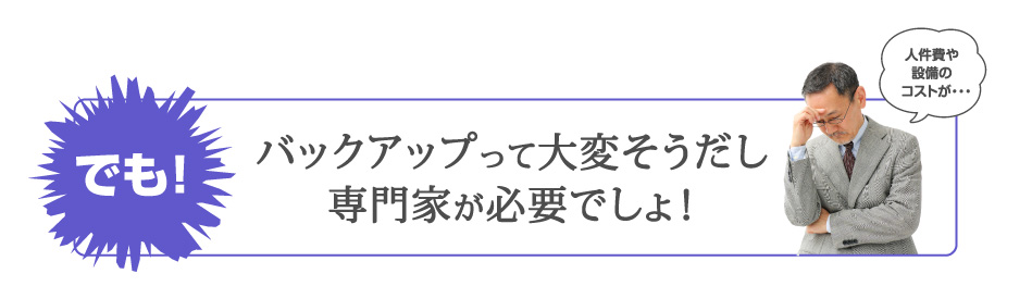 バックアップって大変そうだし専門家が必要でしょ！