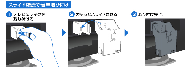 スライド構造で簡単取り付け