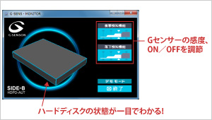 G-SENS・MONITOR画面