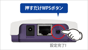 ボタンを押すだけでWPS接続ができる