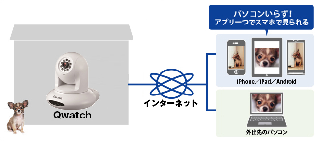 スマホで離れた位置からでも見られる！