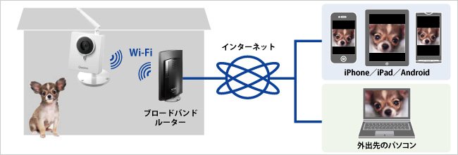 スマホで離れた位置からでも見られる！