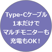 Type-Cケーブル1本だけでマルチモニターも充電もOK！