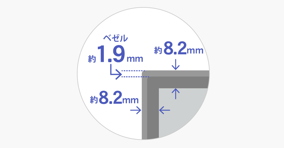 スッキリスタイリッシュなフレームレス筐体