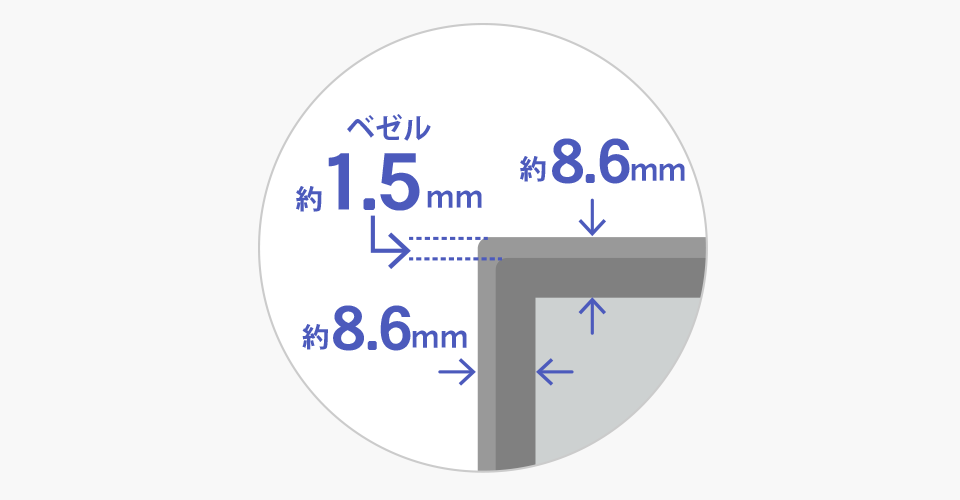 すっきりとスタイリッシュなフレームレス筐体