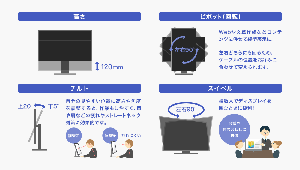 フリースタイルスタンドでお好みの高さ、角度に！