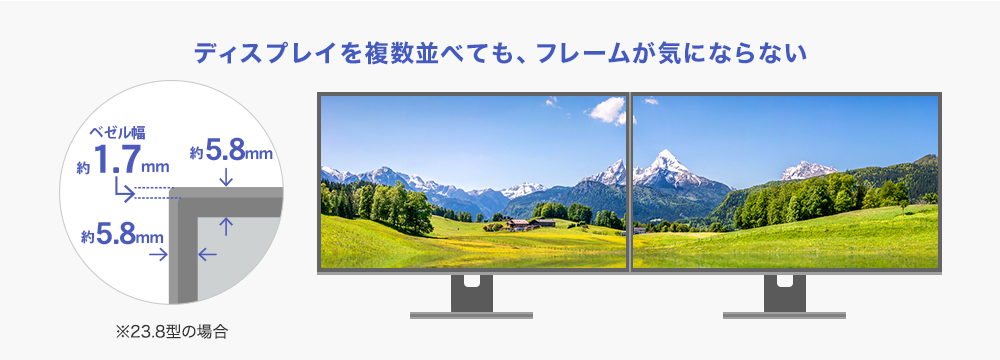 すっきりスタイリッシュなフレームレスパネルを採用