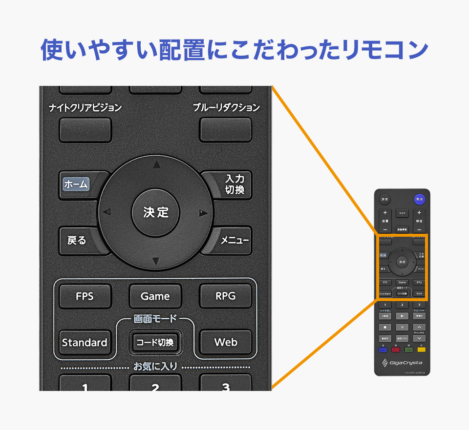 使いやすい配置にこだわったリモコン