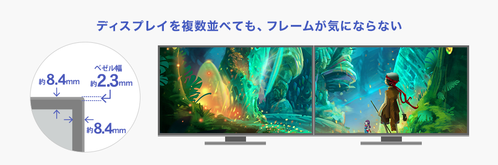 すっきりスタイリッシュなフレームレスパネルを採用