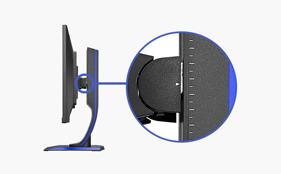 ゲーミングスタンドの高さ調整がしやすい「目盛り」付き！