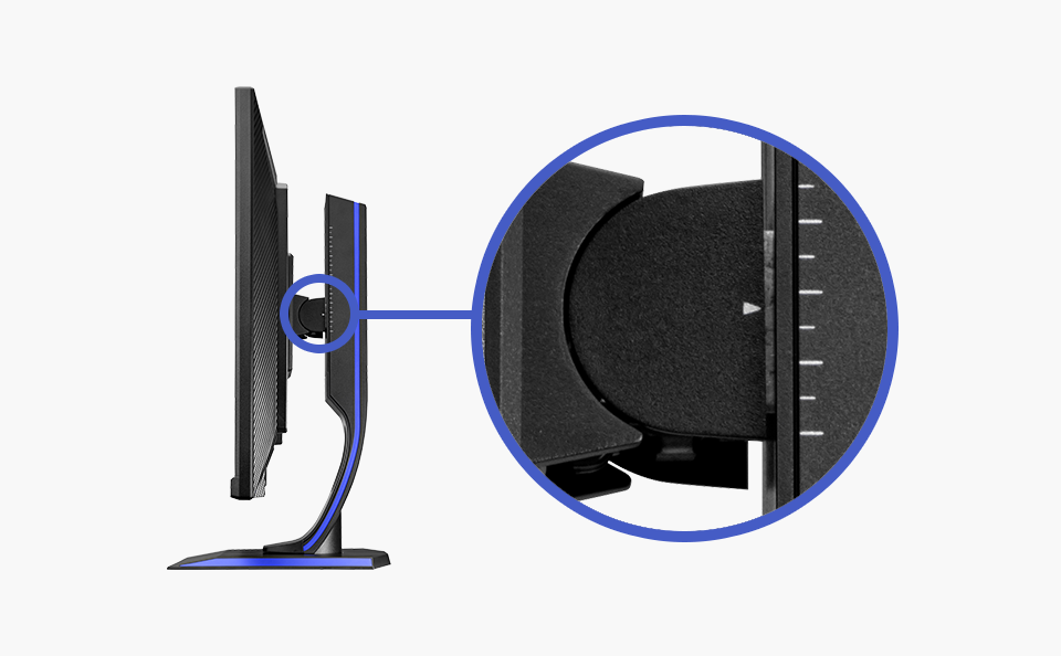 ゲーミングスタンドの高さ調整がしやすい「目盛り」付き！