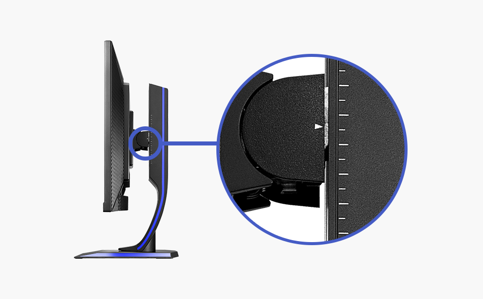 ゲーミングスタンドの高さ調整がしやすい「目盛り」付き！
