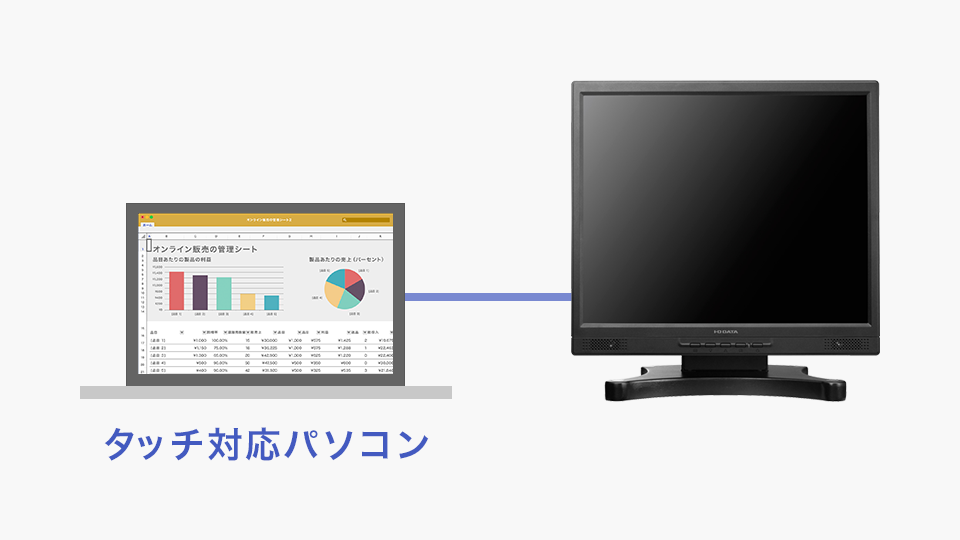 タッチ対応パソコンのセカンダリーモニターとして