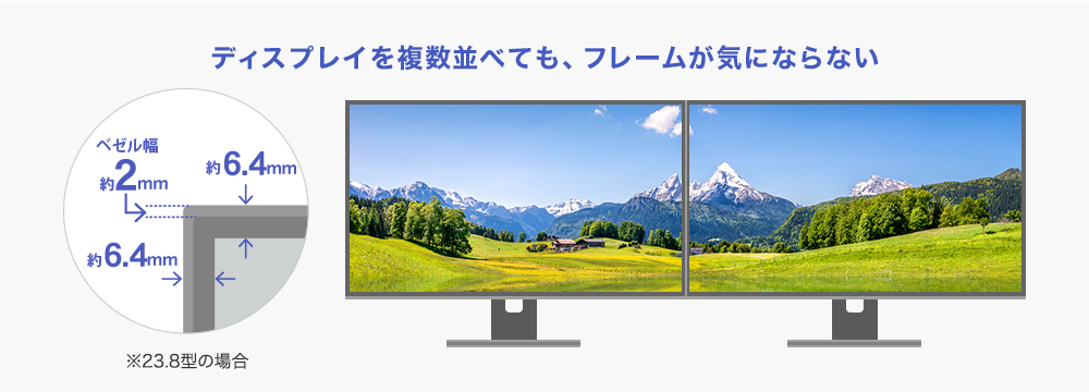 すっきりスタイリッシュなフレームレスパネルを採用