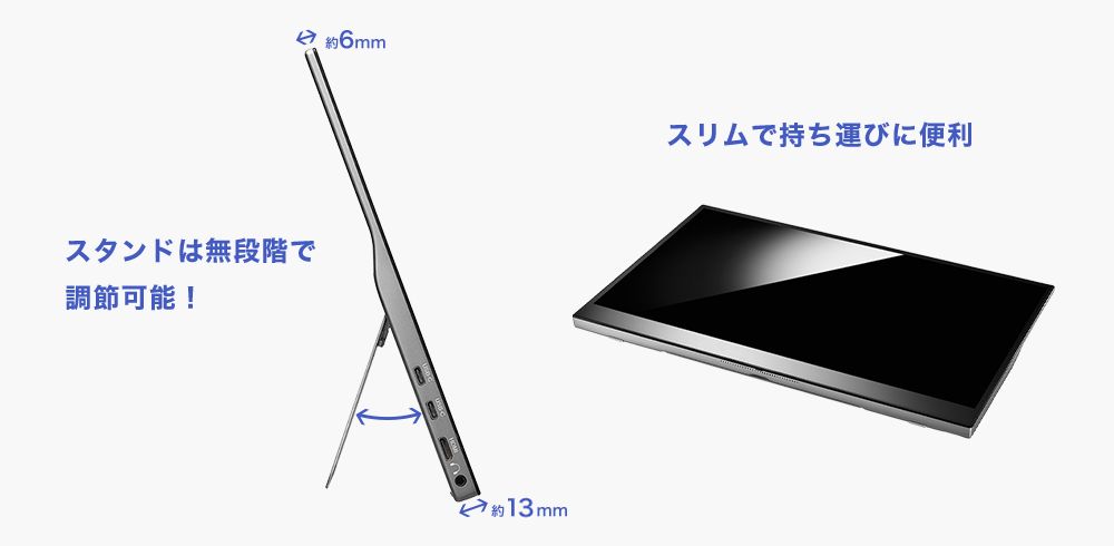 薄さ約7mm、重さ約730g！手軽に持ち運べる