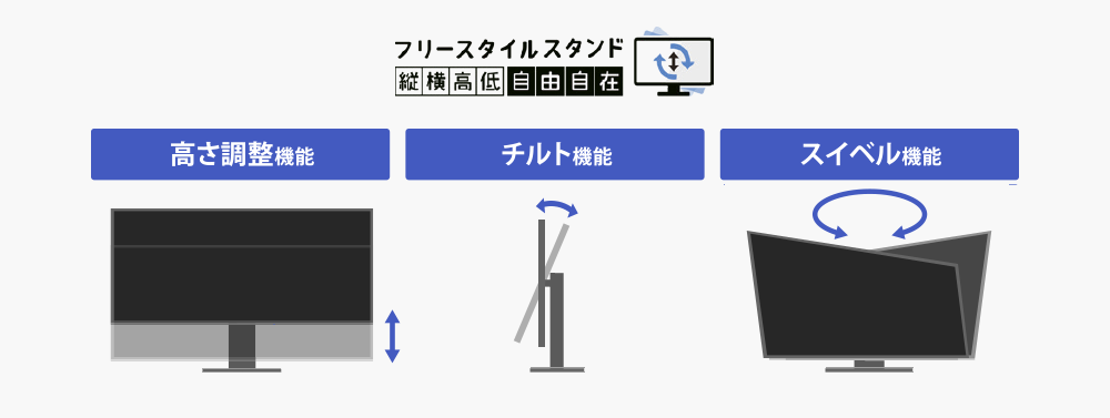 お好みの高さ、角度にできるスタイリッシュな「フリースタイルスタンド」