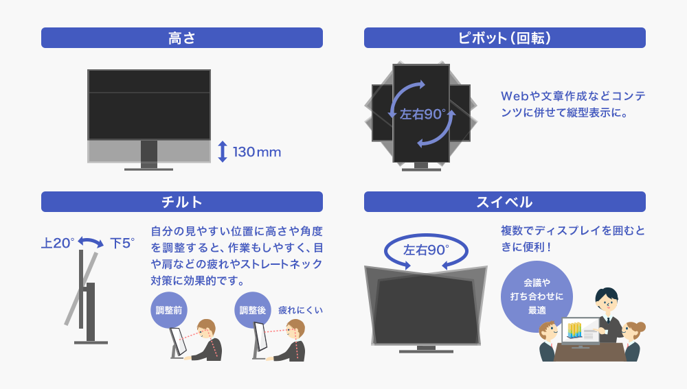 フリースタイルスタンドでお好みの高さ、角度に！