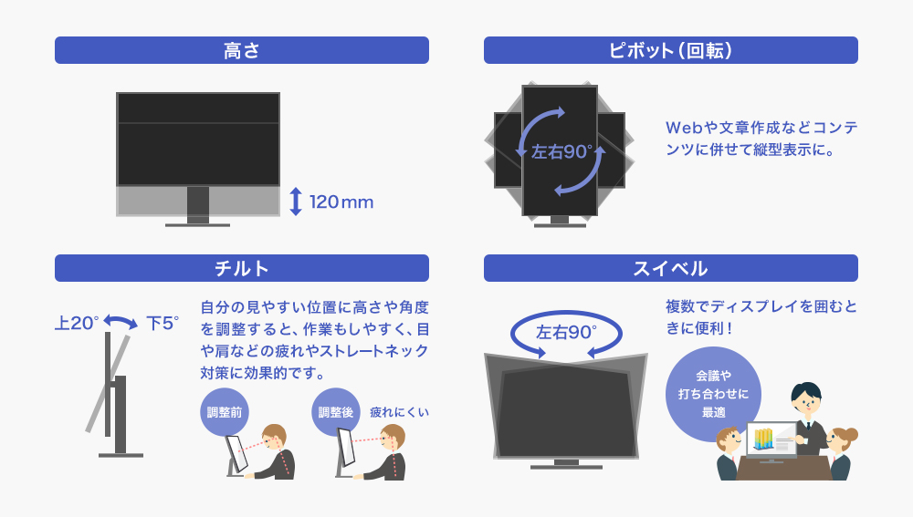 フリースタイルスタンドでお好みの高さ、角度に！