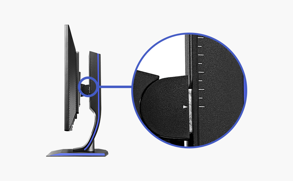 ゲーミングスタンドの高さ調整がしやすい「目盛り」付き！