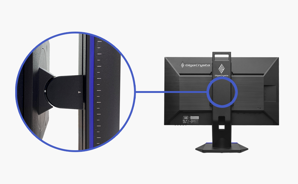 ゲーミングスタンドの高さ調整がしやすい「目盛り」付き！