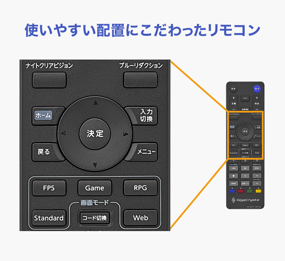 使いやすい配置にこだわったリモコン