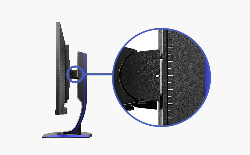 ゲーミングスタンドの高さ調整がしやすい「目盛り」付き！