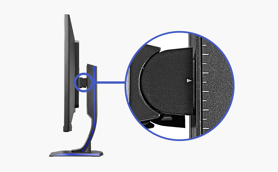 ゲーミングスタンドの高さ調整がしやすい「目盛り」付き！