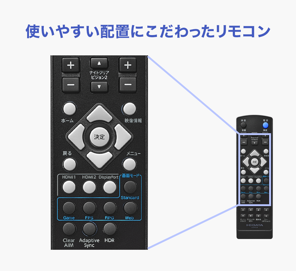使いやすい配置にこだわったリモコン